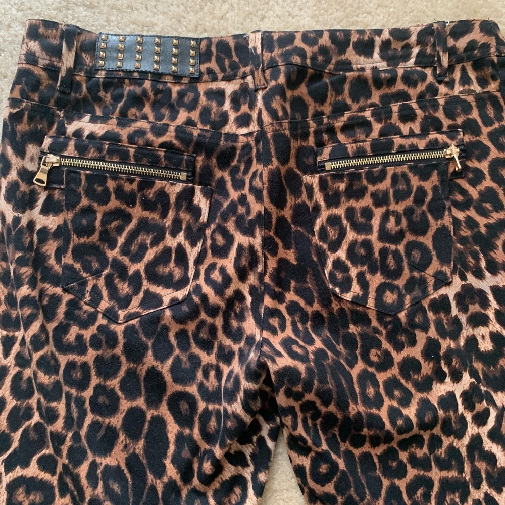 Leopard Print Straight Leg Stretch Jeans With Tuxedo Stripes Size 36 Euro (6-8) - Picture 11 of 16